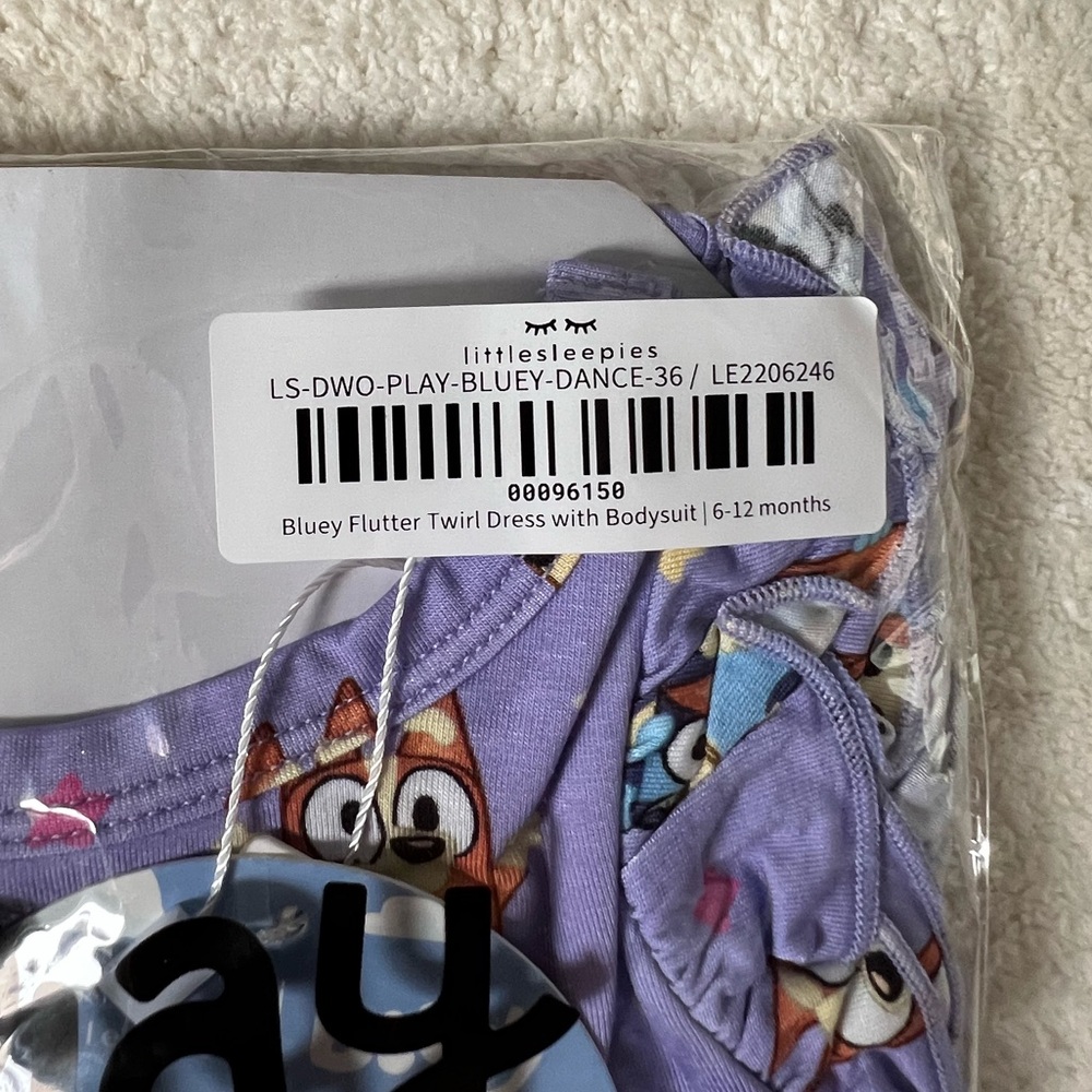 Little Sleepies LS Bluey Bingo Purple Flutter Bamboo Twirl Dress - NWT, NIB - Picture 3 of 4